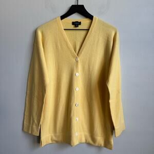 Forte Cashmere Boyfriend Button Down Cardigan in Yellow Size XS